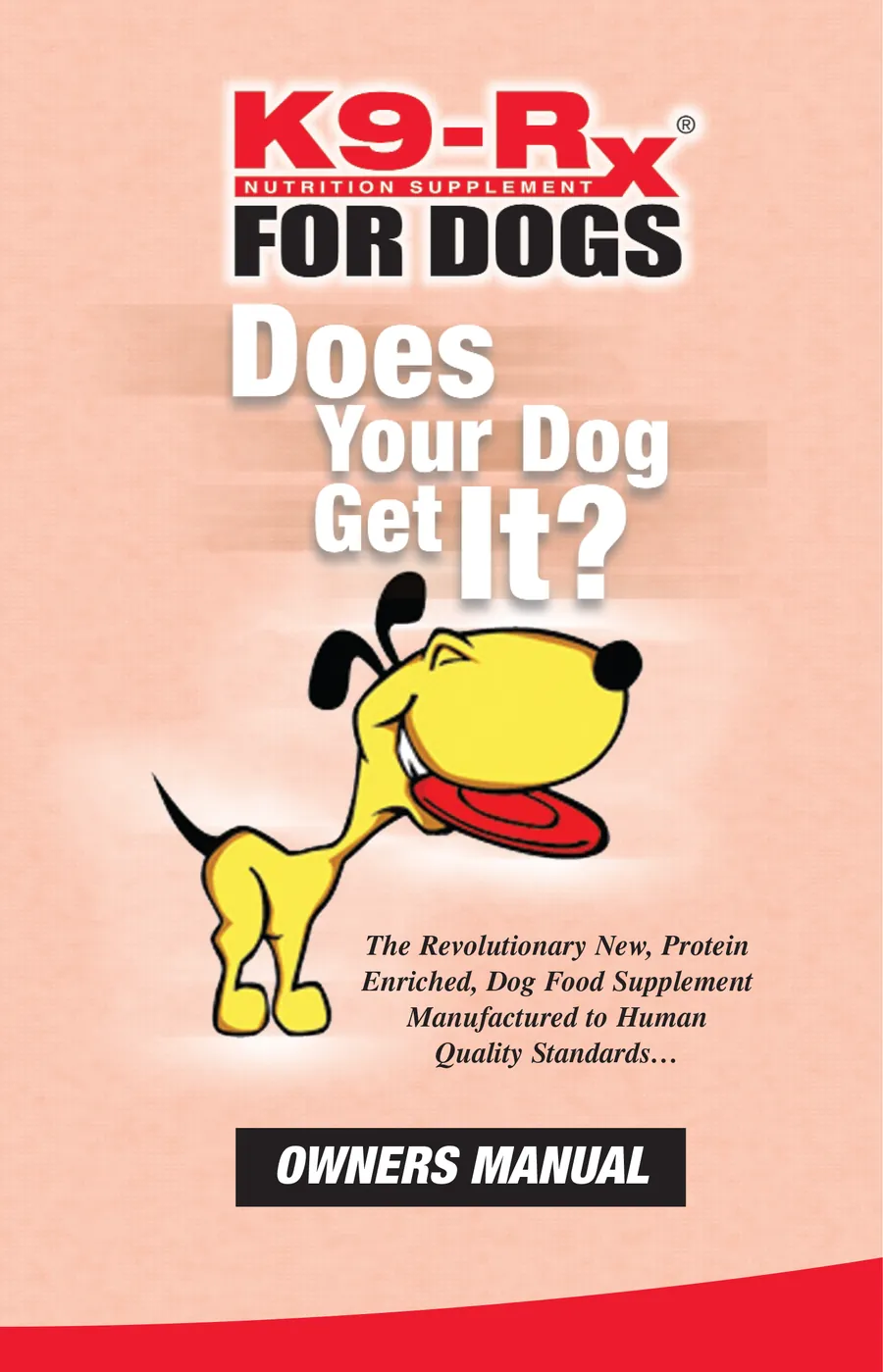 Cover of the original K9-Rx For Dogs Owners Manual